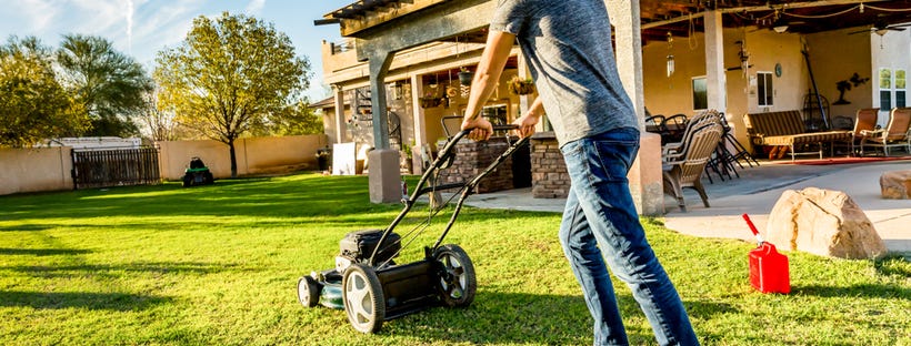 Man using a lawn mower