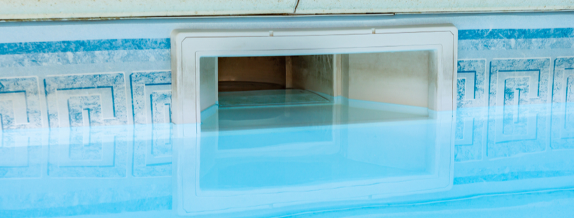 Water skimmer in pool