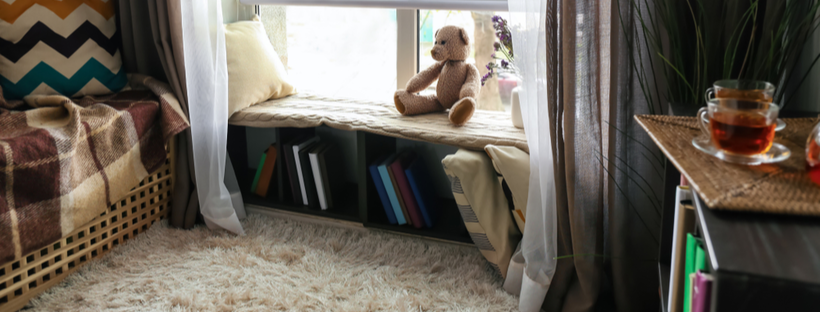 Shelf with books in a cozy corner