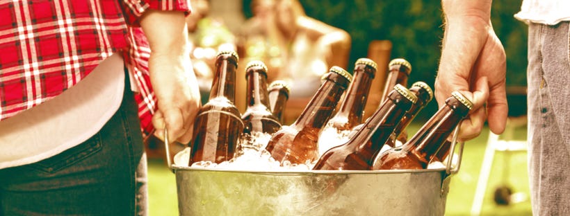 Beer bottles in a tub