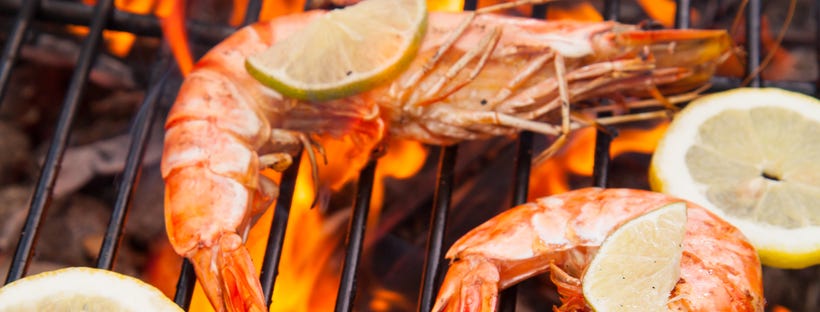 Prawns on the grill